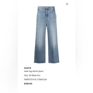 Khaite Blue Wide-Leg Denim Jeans